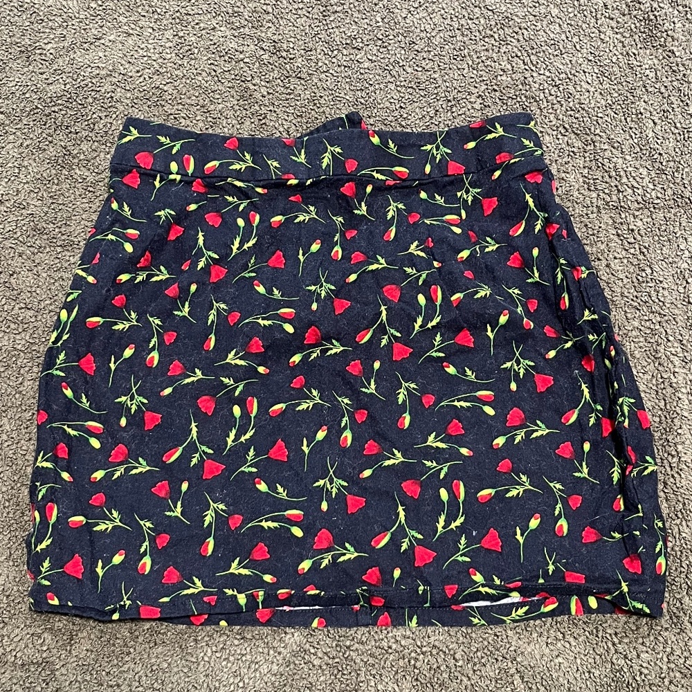 Black Red Flower mini skirt